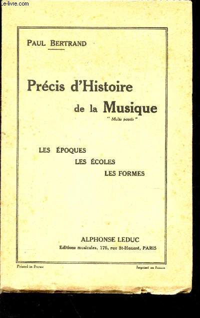 PRECIS D'HISTOIRE DE LA MUSIQUE - Les epoques - les ecoles - les formes.