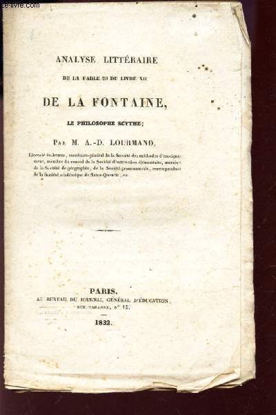 ANALYSE LITTERAIRE DE LA FABLE 20 DU LIVRE XII DE LA FONTAINE, LE PHILOSOPHE SCYTHE