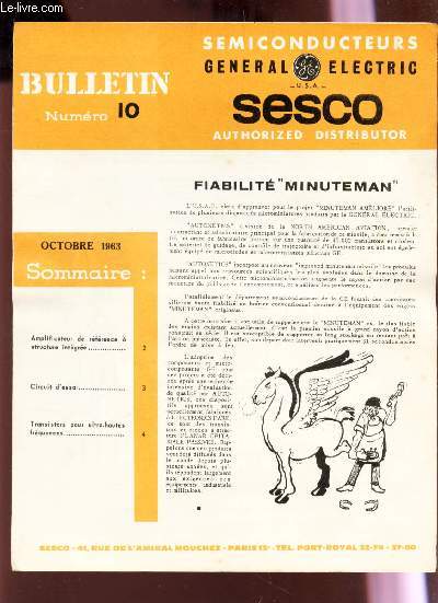 BULLETIN N10 - Ooctobre 1963 / Amplificateur de reference a structure integre - Cicrcuit d'essai - TRansistors pour ultra-hautes frequences.