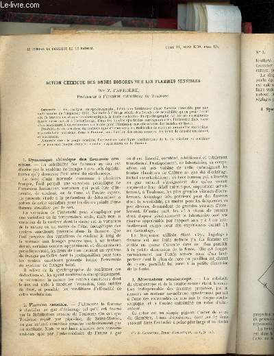 REVUE D'ACOUSTIQUE - Tome 11, MArs 1950 / ACTION CHIMIQUE DES ONDES SONORES SUR LES FLAMMES SENSIBLES (EXTRAIT).