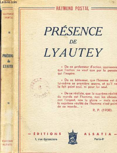 PRESENCE DE LYAUTEY .