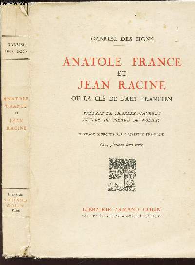 ANATOLE FRANCE ET JEAN RACINE OU LA CLE DE L'ART FRANCIEN