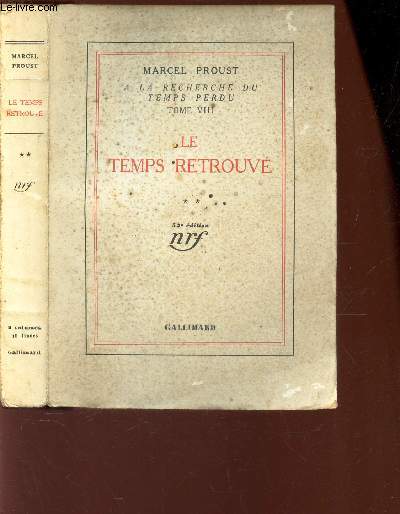 LE TEMPS RETROUVE (2eme VOLUME) - TOME VIII DE LA COLLECTION 