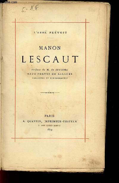 MANON LESCAUT - Eaux-fortes de Lalauze. Variantes et bibliographie.