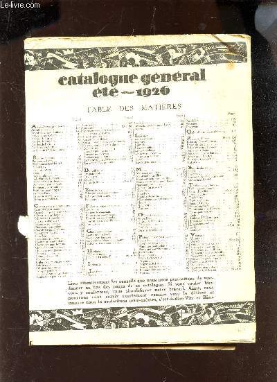 CATALOGUE GENERAL ETE 1926 