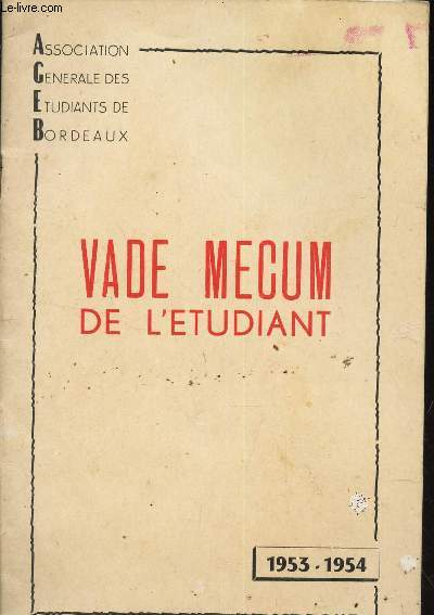 VADE MECUM DE L'ETUDIANT - 1953-54.