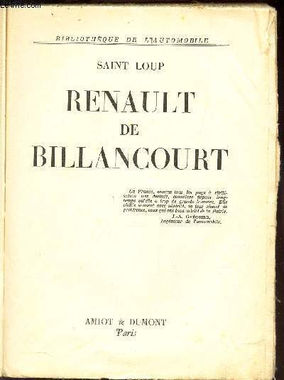SAINT LOUP RENAULT DE BILLANCOURT