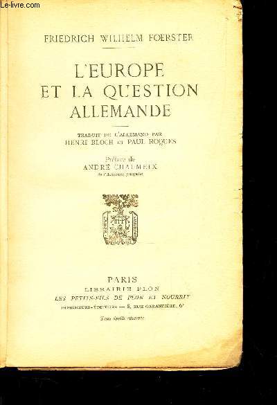 L'EUROPE ET LA QUESTION ALLEMANDE -