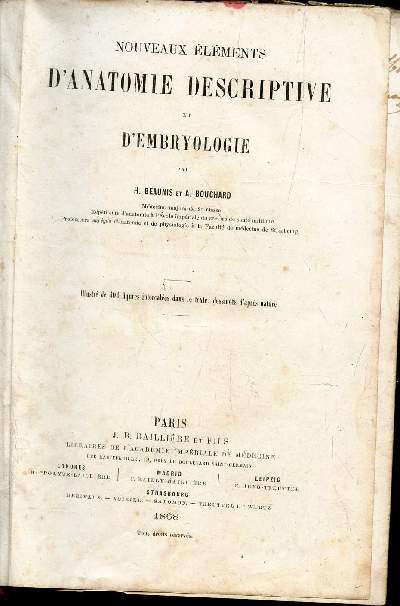NOUVEAUX ELEMENTS D'ANATOMIE DESCRIPTIVE ET D'EMBRYOLOGIE -