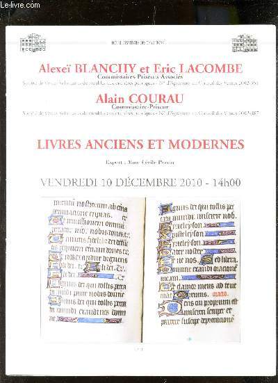 Catalogue de vente aux encheres - N3 - LIVRES ANCIENS ET MODERNES - 10 DECEMBRE 2010