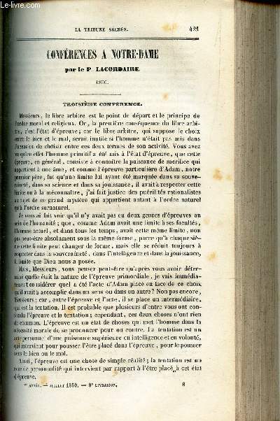 Conferences a Notre Dame : 3e conference : question generale dela Tentation / 2e sermon sur les dons du St Esprit / Discours sur la pauvret et la richesse .