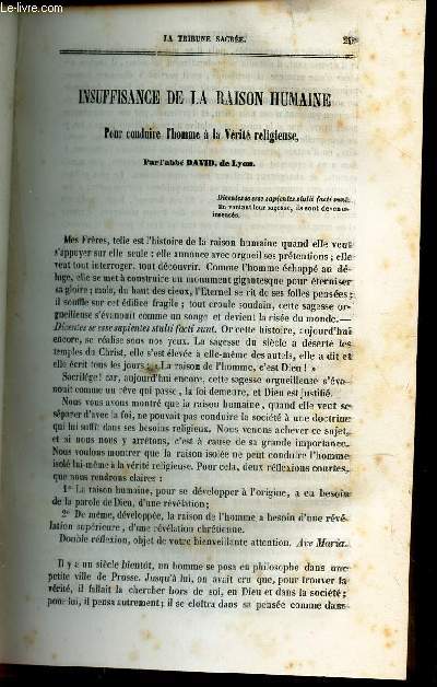 Insuffisance de la raison humaine pour conduire l'homme a la vrit religieuse / discours pour le jour de l'Epiphani sur les triomphes de l'Eglise /Instruction pour le jour de l'an : sur la bonne et mauvaise anne / La preparation a la mort / ...