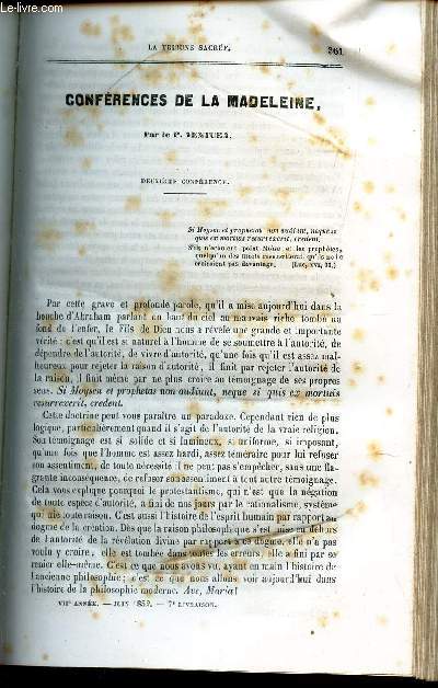 CONFERENCES DE LA MADELEINE - 2e conference / conferences preches a notre Dame De Bordeaux - 4e conference / Confrences de controvers populaire ou solution des principales objections repandues dans le peuple surtout depuis quelques annes, contre ....