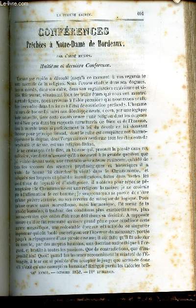 Conferences prechees a Notre Dame de Bordeaux : 8e et derniere conference / Discours pour le jour de la toussaint / Sermon sur le Purgatoire / 1e; 2e et 3e dominicales : 23e, 24e et 25 e dimanche pares la Pentecote.