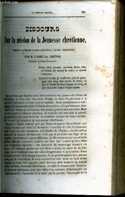 Discours sur la mission de la jeunesse Chretienne / cours d'loquence sacre a la sorbonne - 2e leon : la cit de dieu.