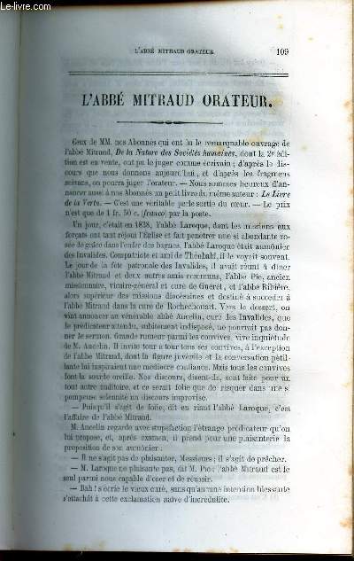 L'ABBE MITRAUD ORATEUR / LE PETIT NOMBRE DES ELUS.