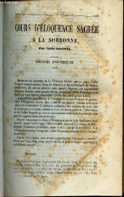 Cours d'loquence sacre a la Sorbonne : Discours d'ouverture