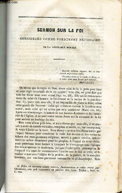 SERMON SUR LA FOI - CONSIDEREE COMME FONDEMENT NECESSAIRE DE LA VERITABLE MORALE