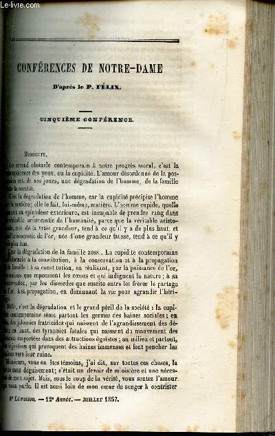 CONFERENCES DE NOTRE DAME - 5e conference / Sermon pour le jour de l'assomption