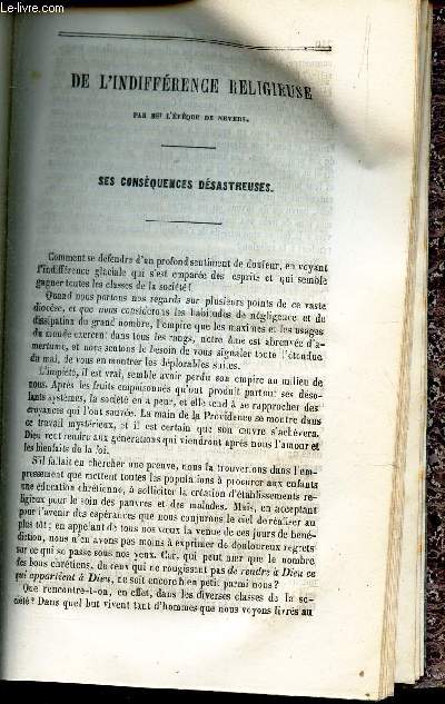 DE L'INDIFFERENCE RELIGIEUSE : SES CONSEQUENCE DESASTREUSES / Discours de son minence le Cardinal DONNET / Discours prononc par Mgr le cardinal-archeveque de Bordeaux / Souvenirs d'un discours de l'abb Dauphin (Les St ont ette les plus grands poetes.