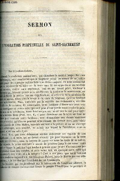 SERMON SUR L'ADORATION PERPETUELLE DU SAINT-SACREMENT.
