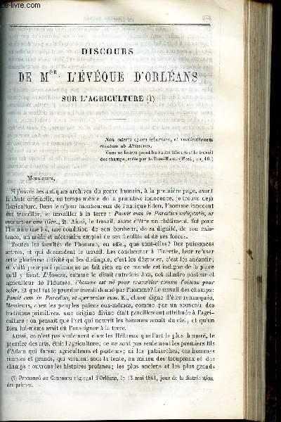 DISCOURS DE Mgr L'EVEQUE D'ORLEANS SUR L'AGRICULTURE / INAUGURATION D'UN CALVAIRE / Dsicours pour le jour de la Toussaint / Etudes sur l'apotre Saint Pierre et 4 discours.