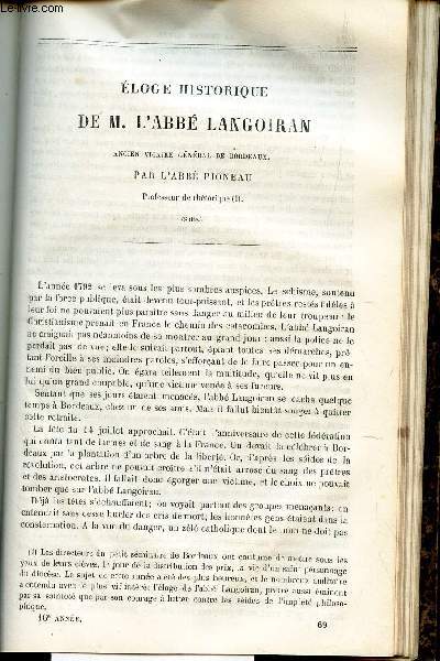 ELOGE HISTORIQUE DE M. L'ABBE LANGOIRAN (suite).