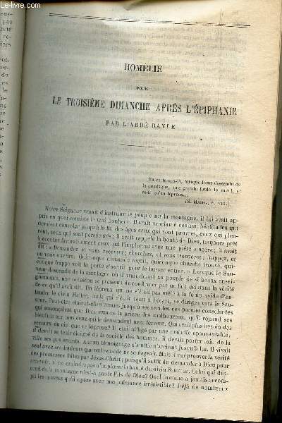 HOMELIE POUR LE TROISIEME DIMANCHE APRES L'EPIPHANIE