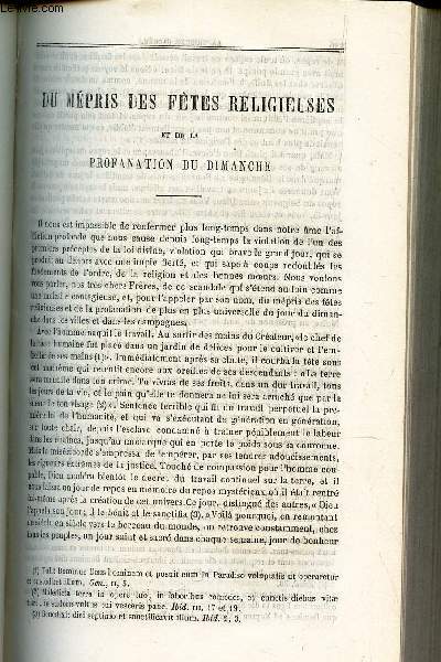 du mpris des fetes religieuses et de la profanation du dimanche / Necessit de la penitence / 4e, 5e dimanches de Careme / Sermon sur la passion de notre Seigneur Jesus-Christ / Magnificat / LA divinit de Jesus-Christ.