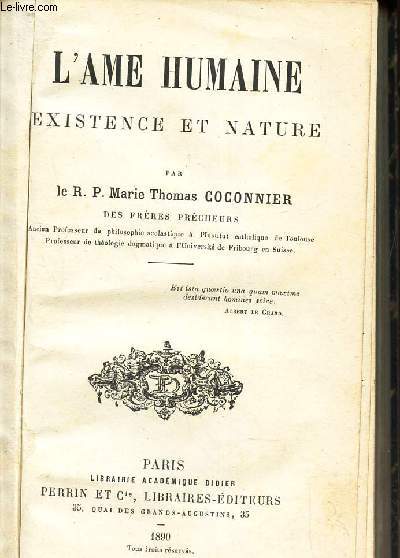 L'AME HUMAINE EXISTENCE ET NATURE.