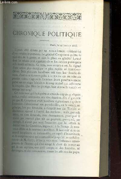 CHRONIQUE , Paris le 12 janvier 1885.