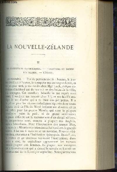 LA NOUVELLE ZELANDE - II : Les institutions catholiques - TRaditis et moeurs des Maoris - L'Ecole.