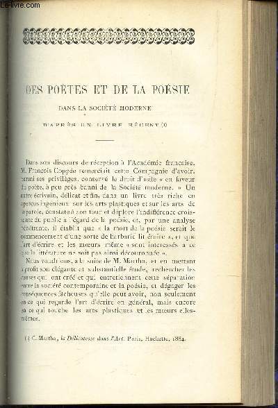 DES POETES ET DELA POESIE dans la Socit moderne d'apres un livre recent / LA NOUVELLE ZELANDE : III : Lacs, volcans, geysers - Napier et Wellington - l'elevage - La colonisation - les institutions de prevroyance etc..