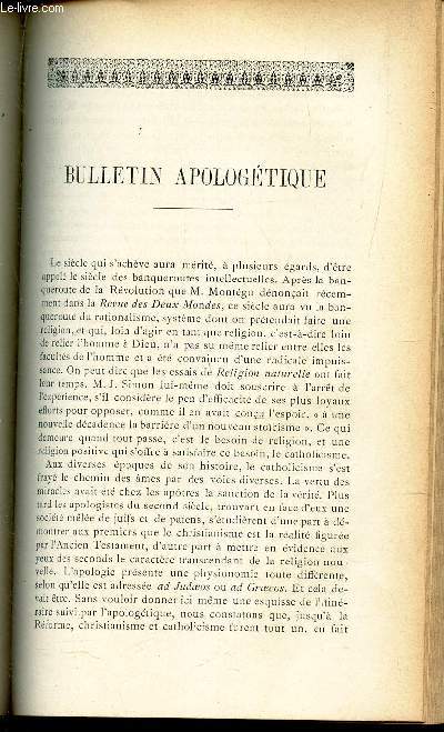 BULLETIN APOLOGETIQUE / MELANGES : Wilhelm Cardinal Allen - Histoire des avocatx au Parlement de Paris (1300-1600) par R Delachenal