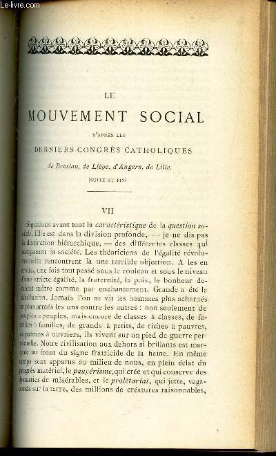 LE MOUVEMENT SOCIAL D'APRES LES DERNIERS CONGRES CATHOLIQUES De Breslan, de Liege, d'Angers, de Lille (suite et fin) - Chapitre VII  XIII / LA CROIX ET LE CRUCIFIX ( SUIVRE).