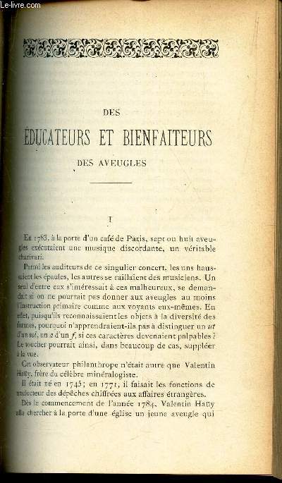 DES EDUCATEURS ET BIENFAITEURS DES AVEUGLES .