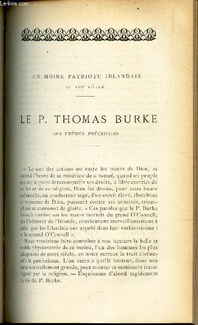 Un moine patriote irlandais au 19e seicle : Le P. Thomas BORKE des freres pre... - Photo 1/1