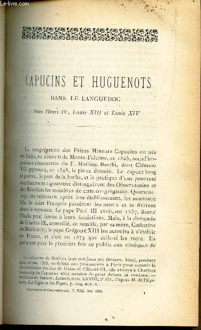 CAPUCINS ET HUGUENOTS dans le Languedoc (sous Henri IV) ( suivre) / LA DOCTRINE DES DOUZE APOTRES (suite) (chap IX et X) - ( suivre).