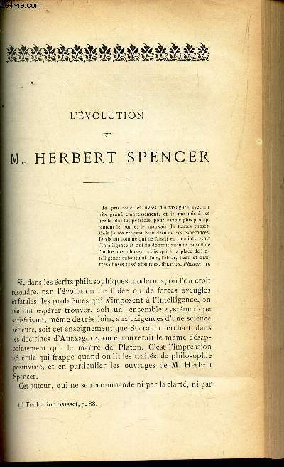 L'EVOLUTION ET M. HERBERT SPENCER / L'ESCLAVAGE EN AFRIQUE