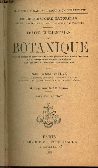 TRAITE ELEMENTAIRE DE BOTANIQUE -