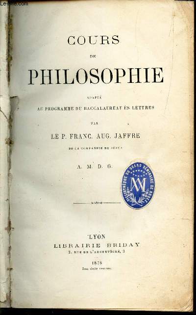 COURS DE PHILOSOPHIE - adapt au programme du baccalaureat s lettres.