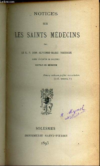 NOTICES SUR LES SAINTS MEDECINS