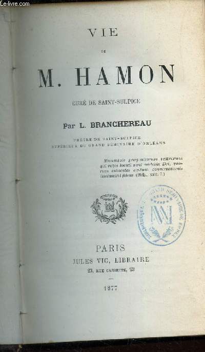 VIE DE M. HAMON, CURE DE SAINT SULPICE.