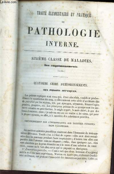 TRAITE ELEMENTAIRE ET PRATIQUE DE PATHOLOGIE INTERNE / TOME SECOND / 4e EDITION. (Sommaire en Notice).