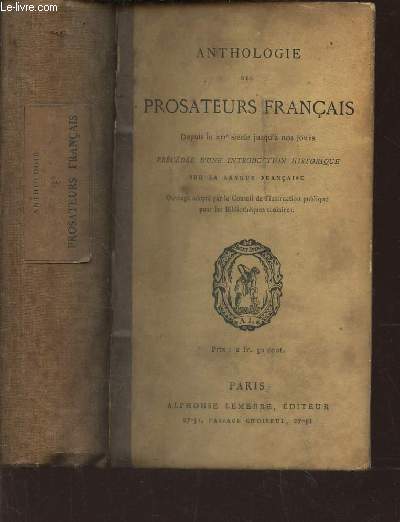 ANTHOLOGIE DES PROSATEURS FRANCAIS -