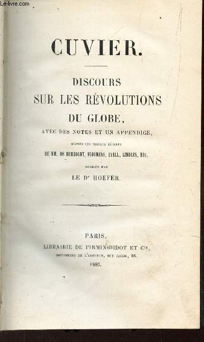 DISCOURS SUR LES REVOLUTIONS DU GLOBE - avec des notes et un appendice /