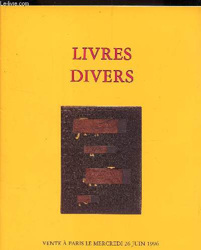 CATALOGUE AUX ENCHERES - LIVRES DIVERS - COLLECTION C. ZAFIROPULO (3eme PARTIE) - Livres anciens - Livres du XIXe siecle - Livres illustrs modernes - Bibliographie / 26 JUIN 1996 a 14H15.