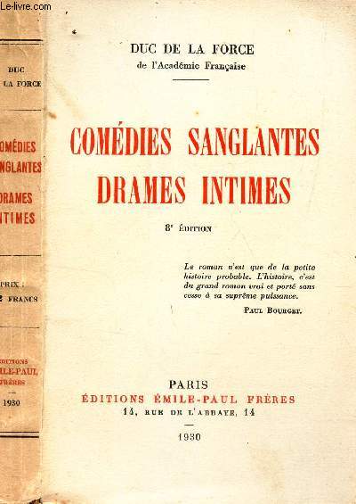 COMEDIES SANGLANTES - DRAMES INTIMES / 8e EDITION.