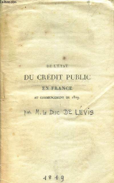 DE L'ETAT DU CREDIT PUBLIC EN FRANCE AU COMMENCEMENT DE 1819.