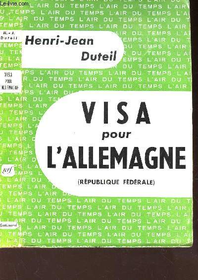 VISA POUR L'ALLEMAGNE (REPUBLIQUE FEDERALE)